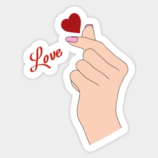 korean finger heart Sticker